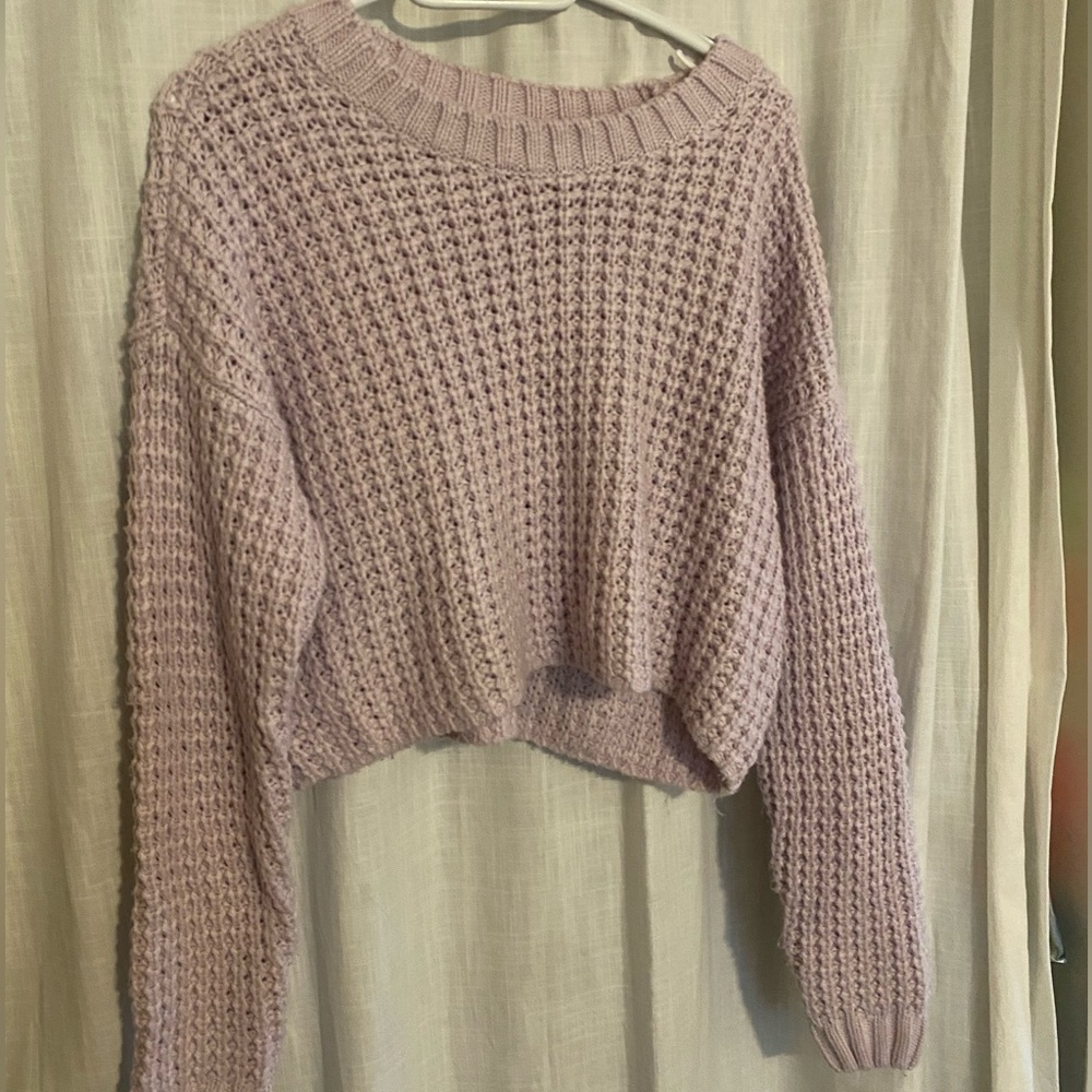 Cropped Purple Knit Sweater